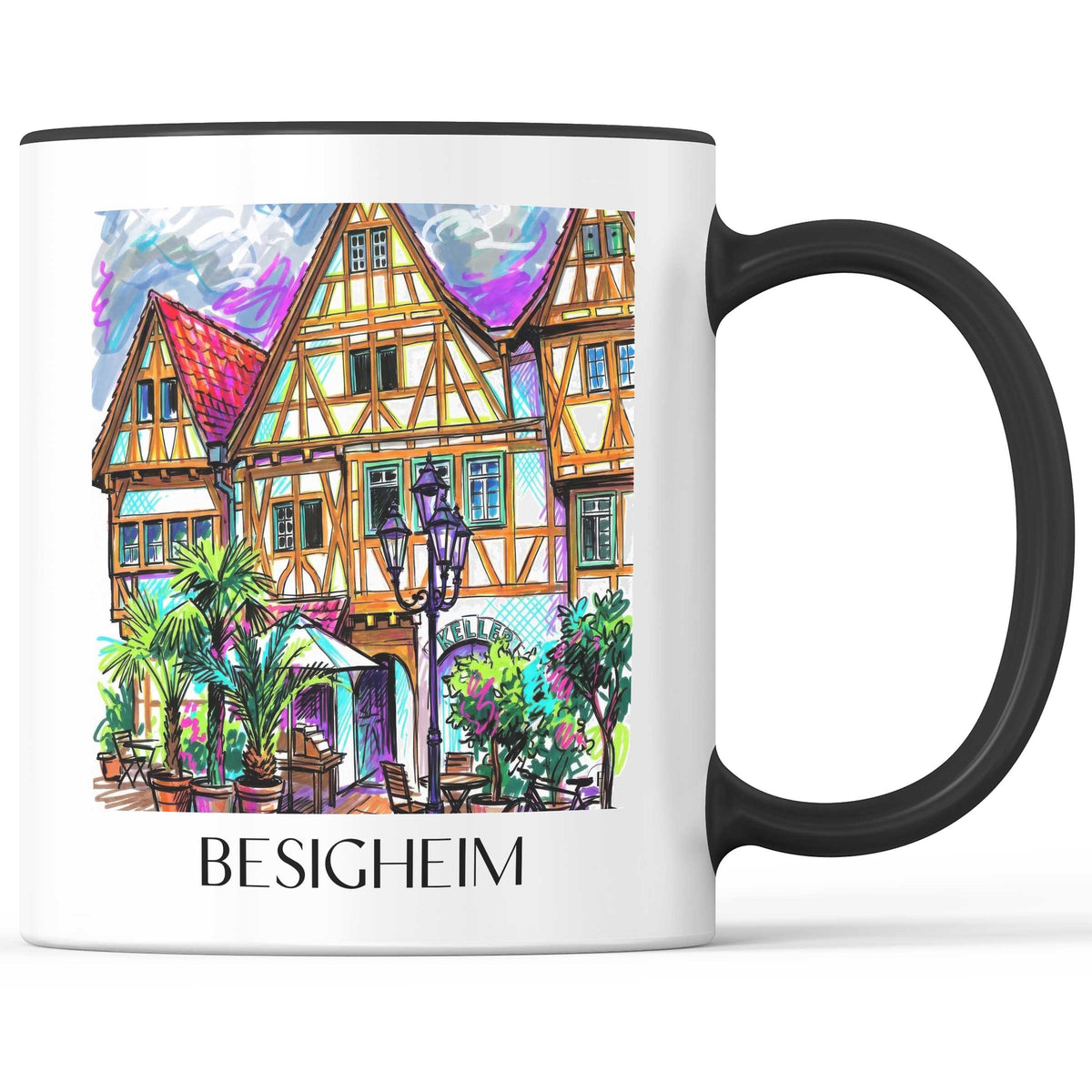 Besigheim Kaffeebecher - Neckartal - Deutschland Becher - Kaffeetasse im Tag Graffiti Stil - favplace