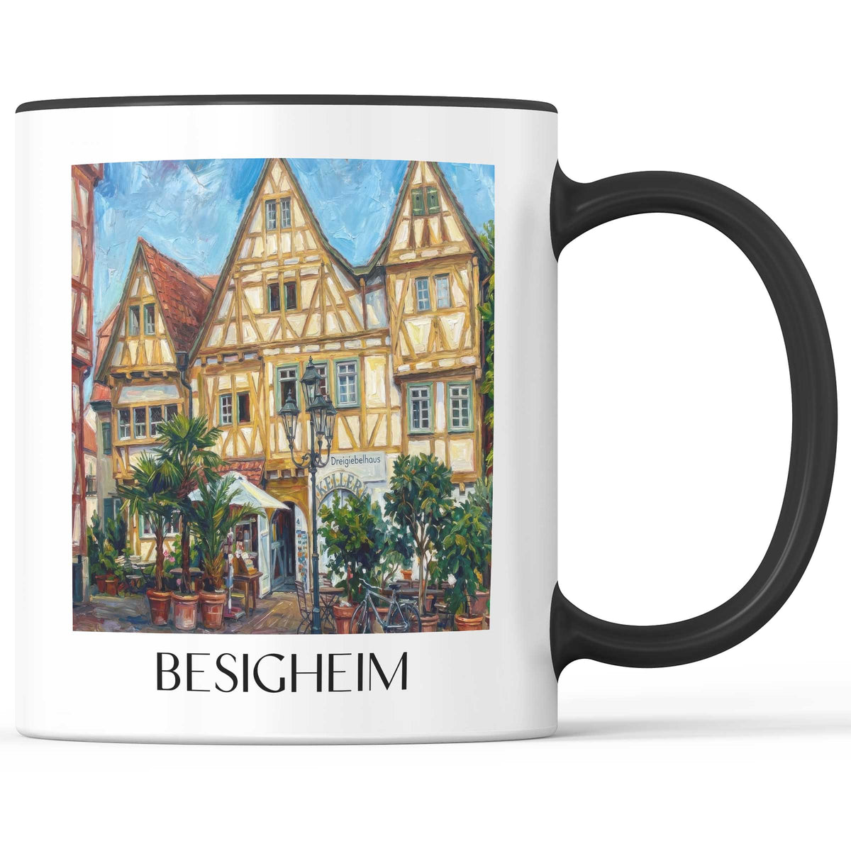 Besigheim Kaffeebecher - Neckartal - Deutschland Becher - Kaffeetasse im Ölgemälde Stil - favplace