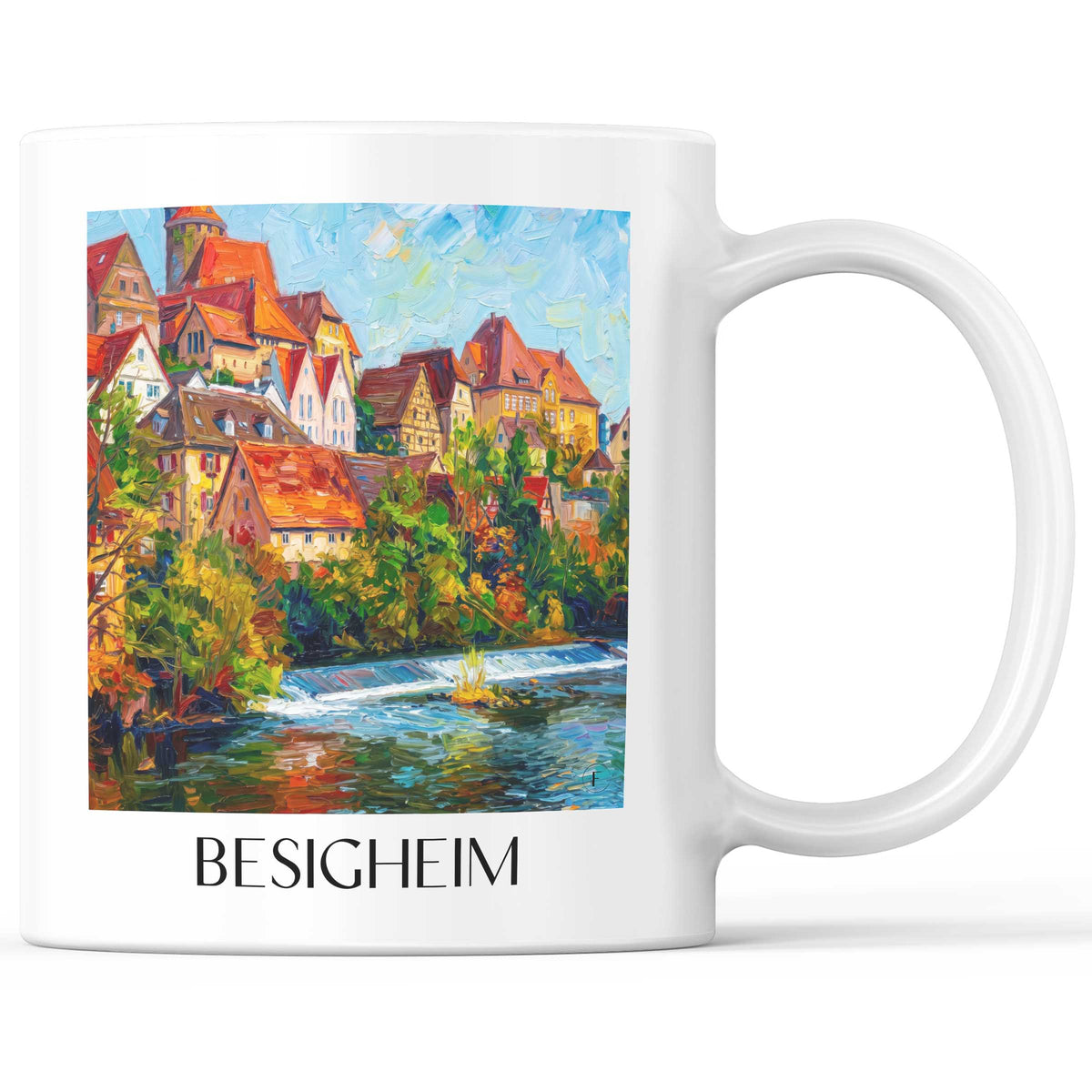 Besigheim Kaffeebecher - Neckartal - Deutschland Becher - Kaffeetasse im Ölgemälde Stil