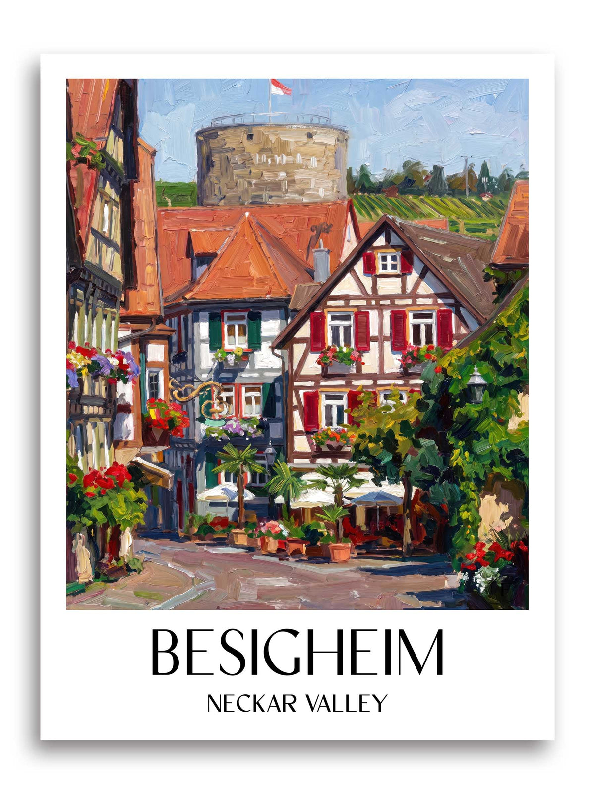 Besigheim Poster - Neckartal - Deutschland Kunstdruck - Ölgemälde von A4 bis A1 - favplace