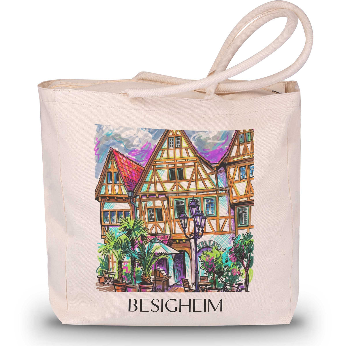 Besigheim Shopping Tasche - Neckartal - Deutschland Tote Bag - Einkaufstasche im Tag Graffiti Stil - favplace