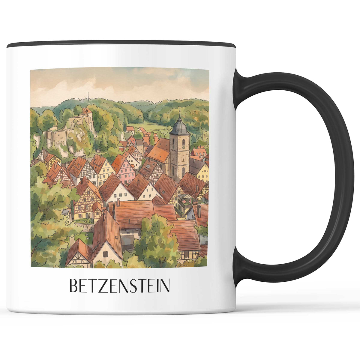 betzenstein-fränkische-schweiz-deutschland-kaffeebecher-aquarell