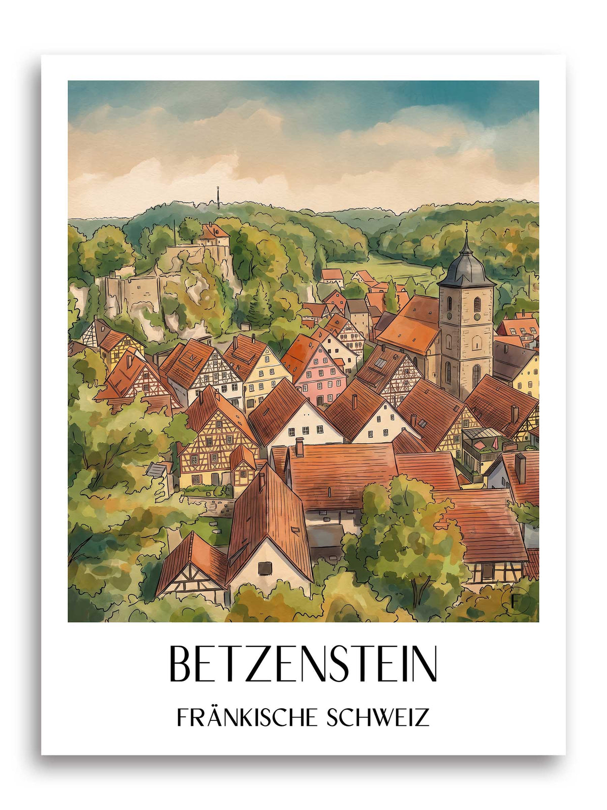 betzenstein-fränkische-schweiz-deutschland-poster-aquarell