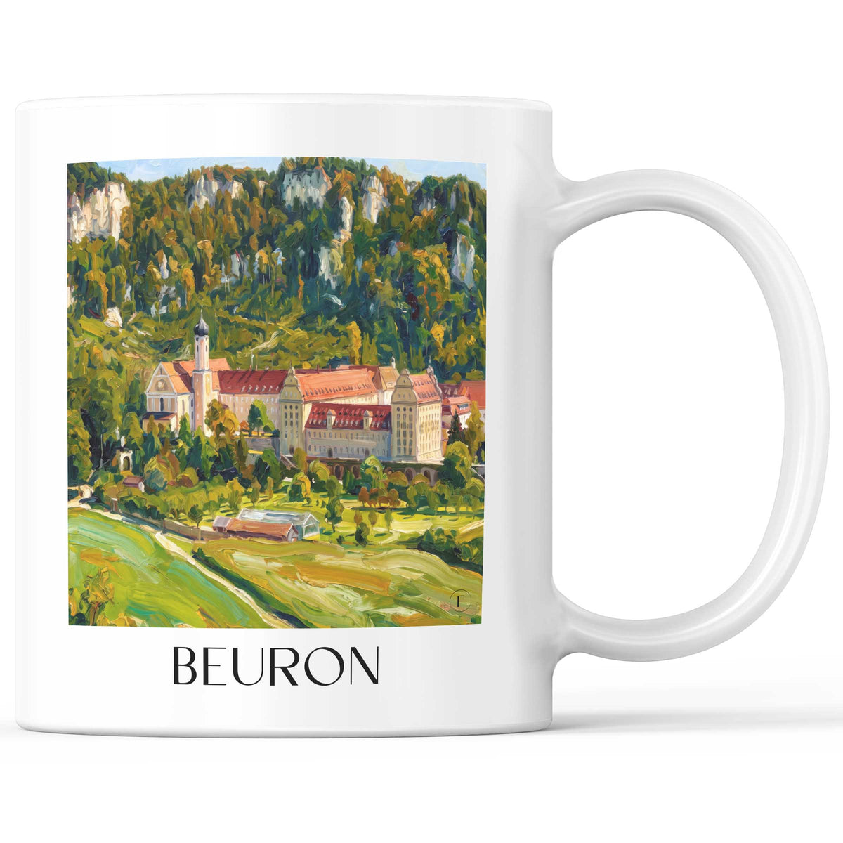 Beuron Kaffeebecher - Schwäbische Alb - Deutschland Becher - Kaffeetasse im Ölgemälde Stil