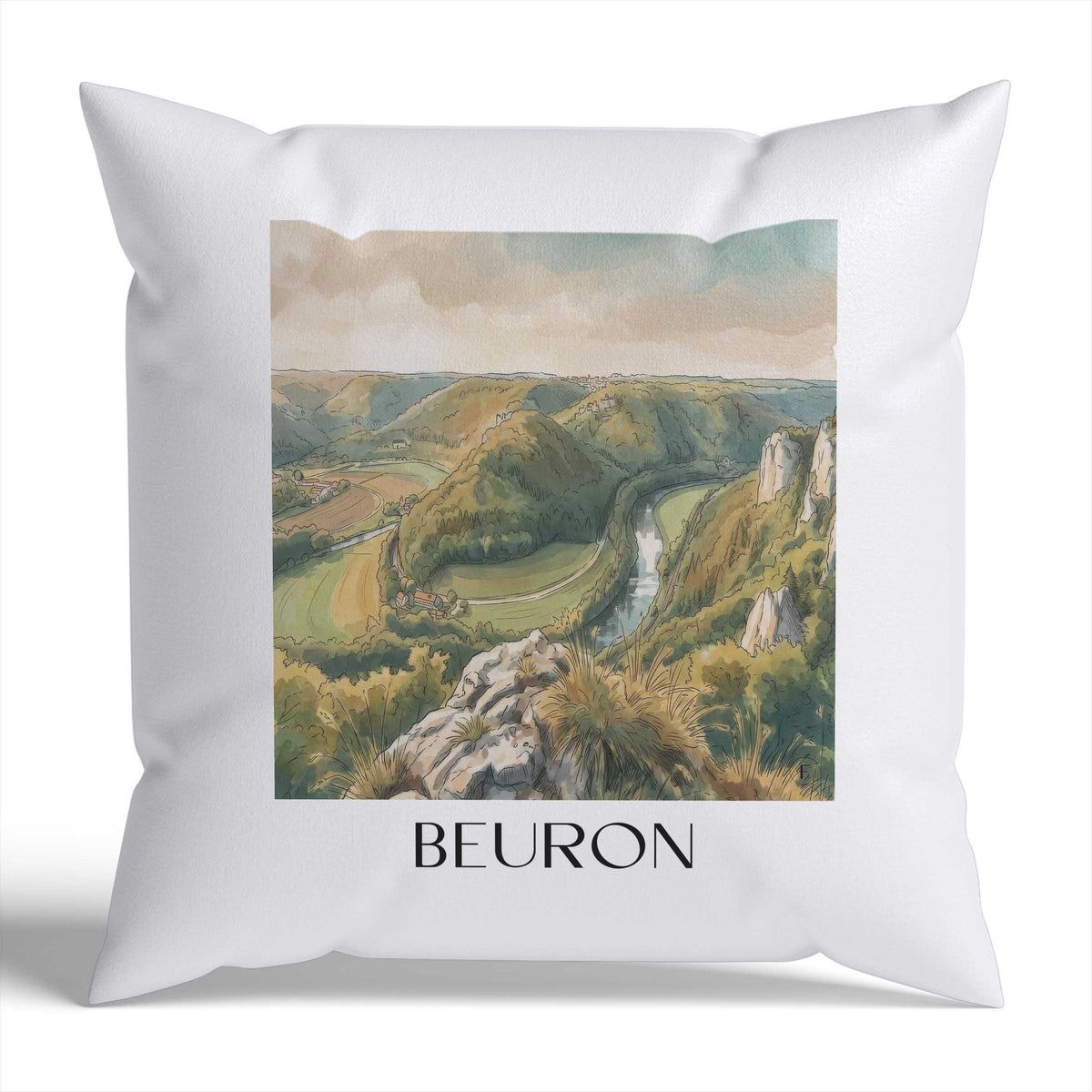 beuron-donautal-deutschland-kissenbezug-aquarell