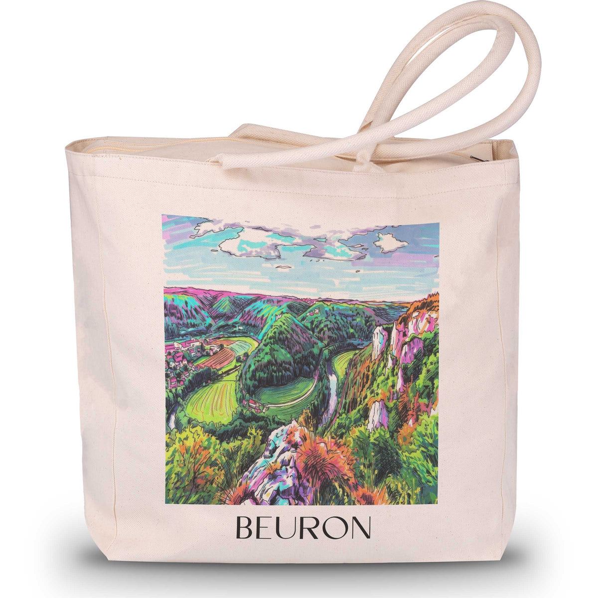 Beuron Shopping Tasche - Donautal - Deutschland Tote Bag - Einkaufstasche im Tag Graffiti Stil - favplace