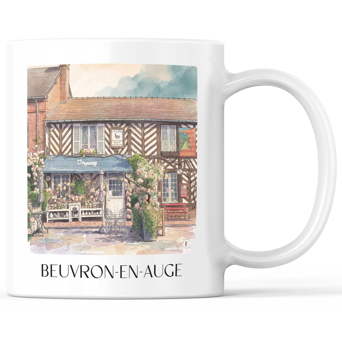 Beuvron-en-Auge Kaffeebecher - Pays d'Auge - Frankreich Becher - Kaffeetasse im Aquarell Stil - favplace