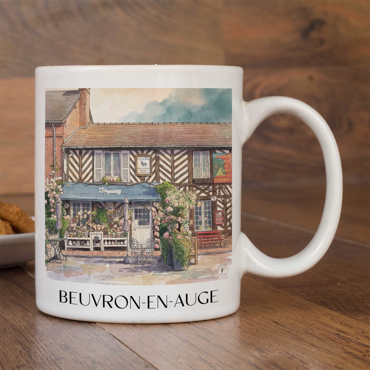 beuvron-en-auge-pays-d'auge-frankreich-kaffeebecher-aquarell