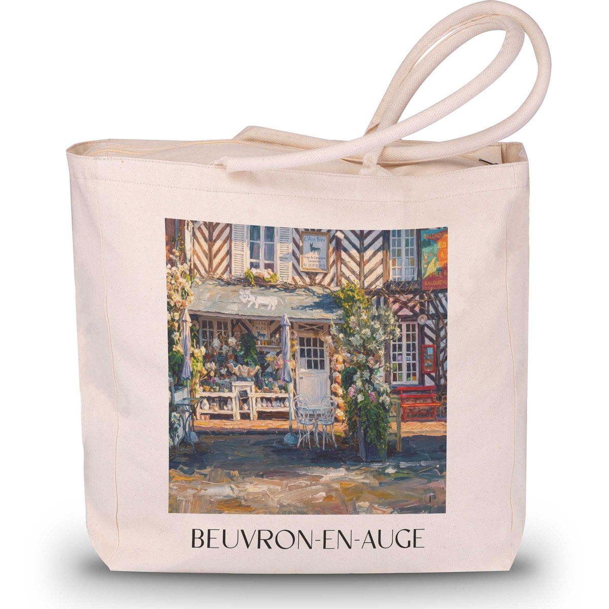 beuvron-en-auge-pays-d'auge-frankreich-einkaufstasche-oil-painting-oelgemaelde