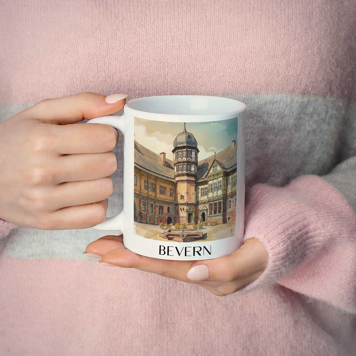 bevern-niedersachsen-deutschland-kaffeebecher-aquarell