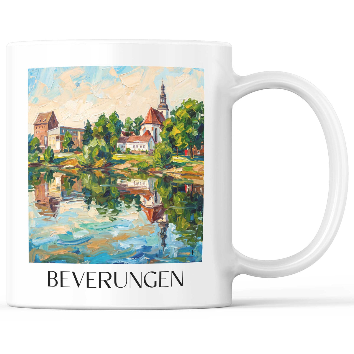 Beverungen Kaffeebecher - Weserbergland - Deutschland Becher - Kaffeetasse im Ölgemälde Stil - favplace
