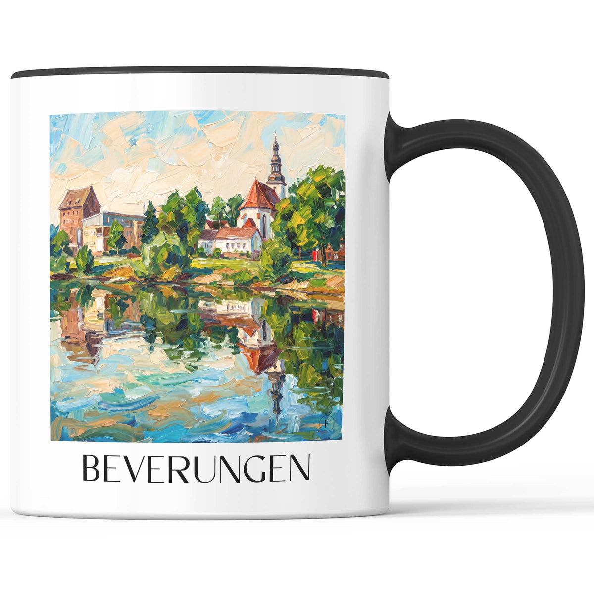Beverungen Kaffeebecher - Weserbergland - Deutschland Becher - Kaffeetasse im Ölgemälde Stil - favplace