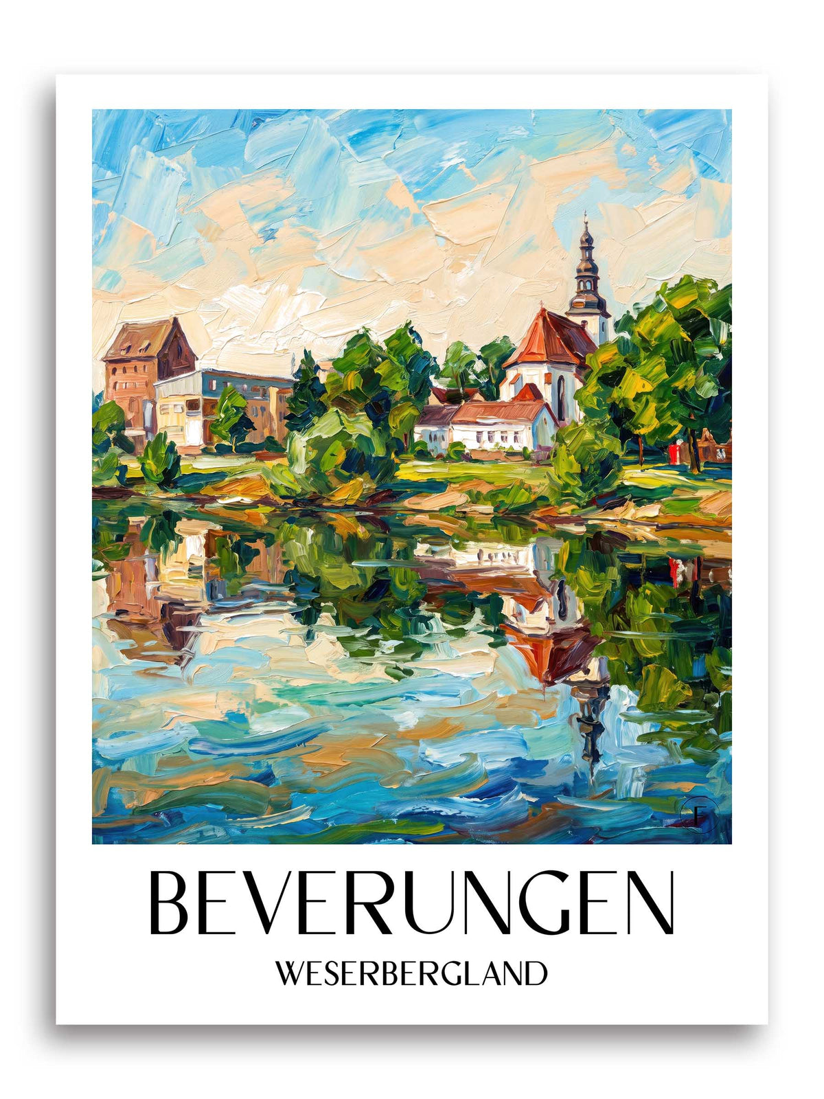 Beverungen Poster - Weserbergland - Deutschland Kunstdruck - Ölgemälde von A4 bis A1 - favplace