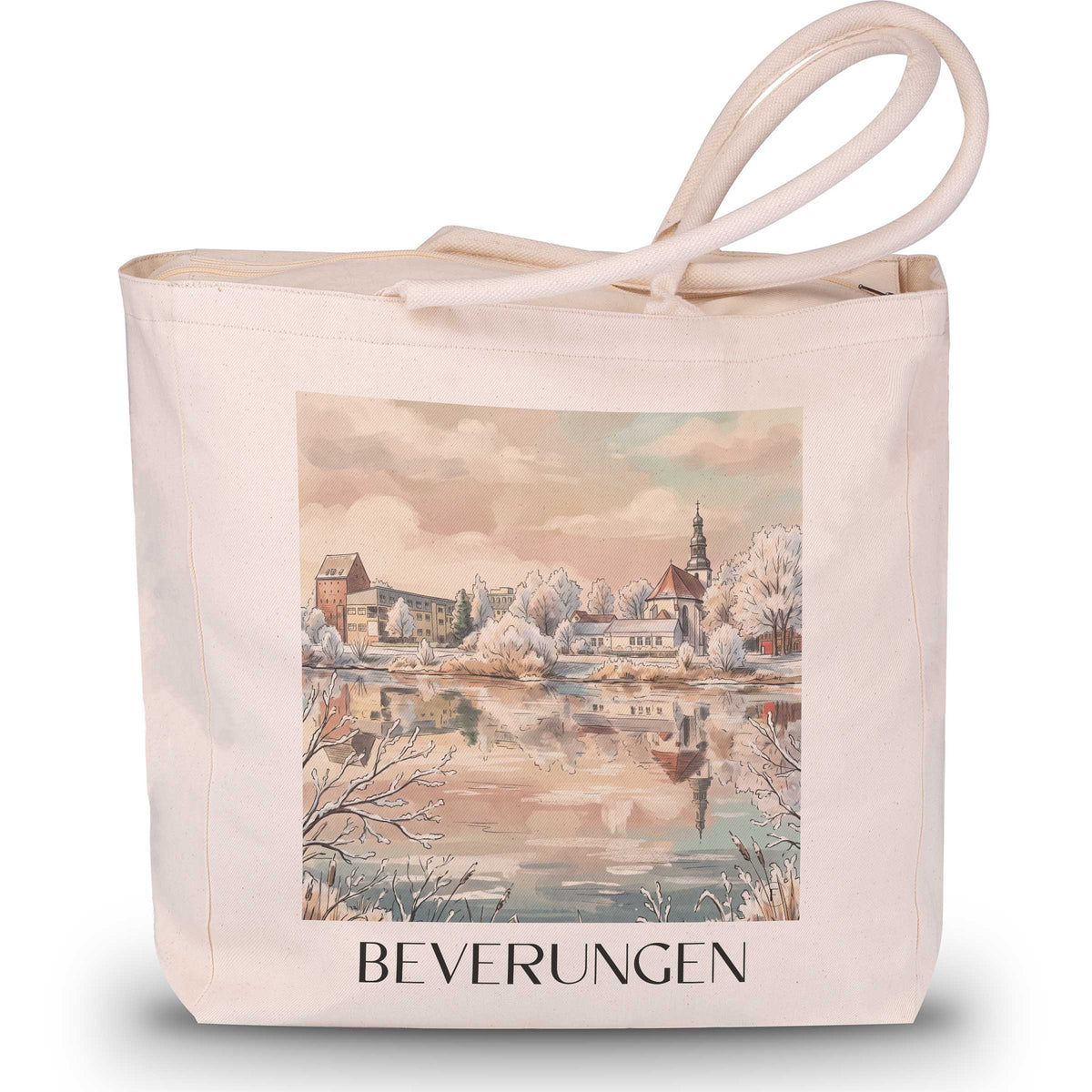 Beverungen Shopping Tasche - Weserbergland - Deutschland Tote Bag - Einkaufstasche im Aquarell Stil - favplace