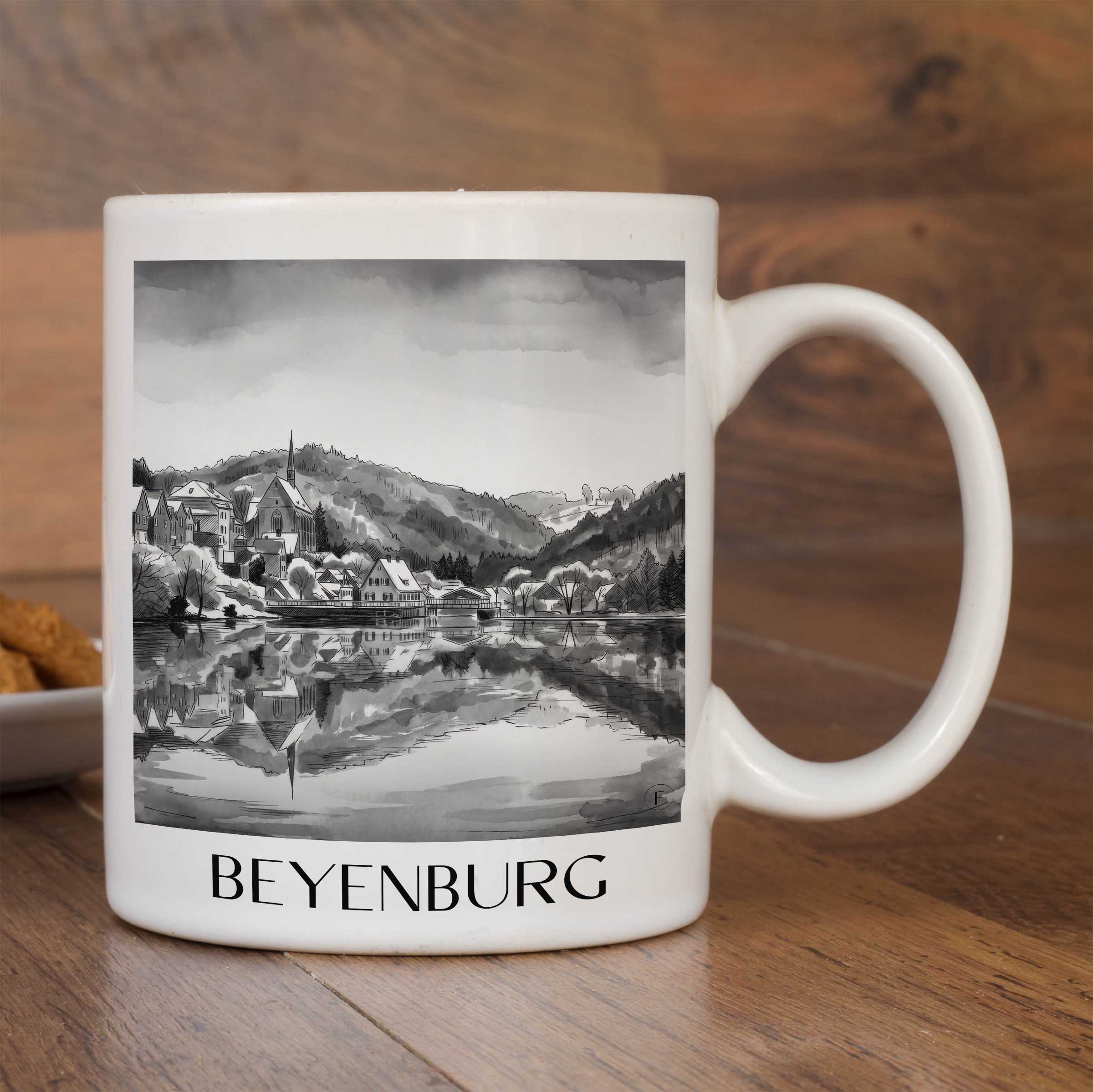 beyenburg-wuppertal-deutschland-kaffeebecher-aquarell-schwarz-weiss