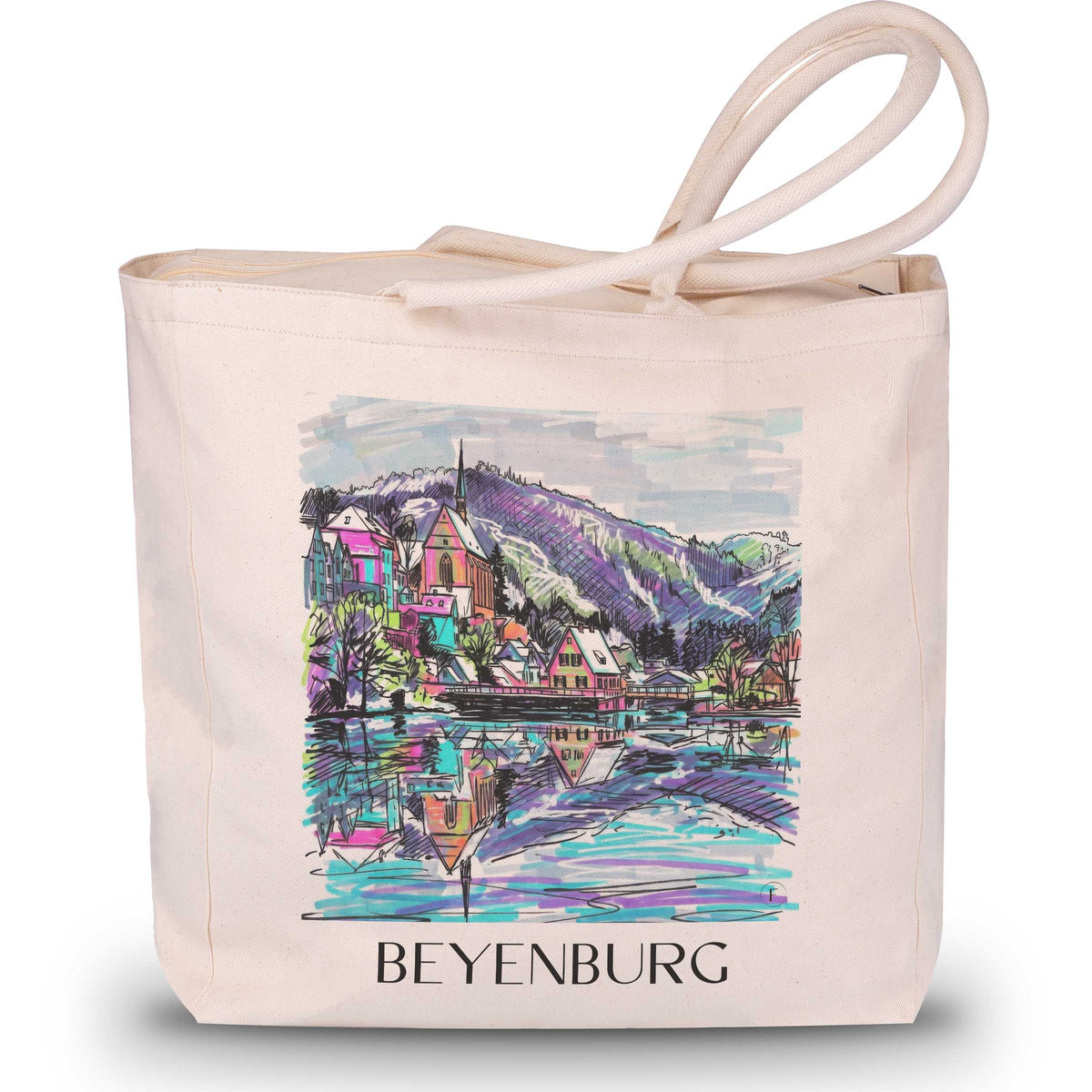 Beyenburg Shopping Tasche - Wuppertal - Deutschland Tote Bag - Einkaufstasche im Tag Graffiti Stil - favplace