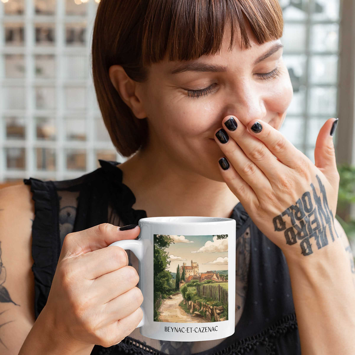 beynac-et-cazenac-périgord-noir-frankreich-kaffeebecher-aquarell