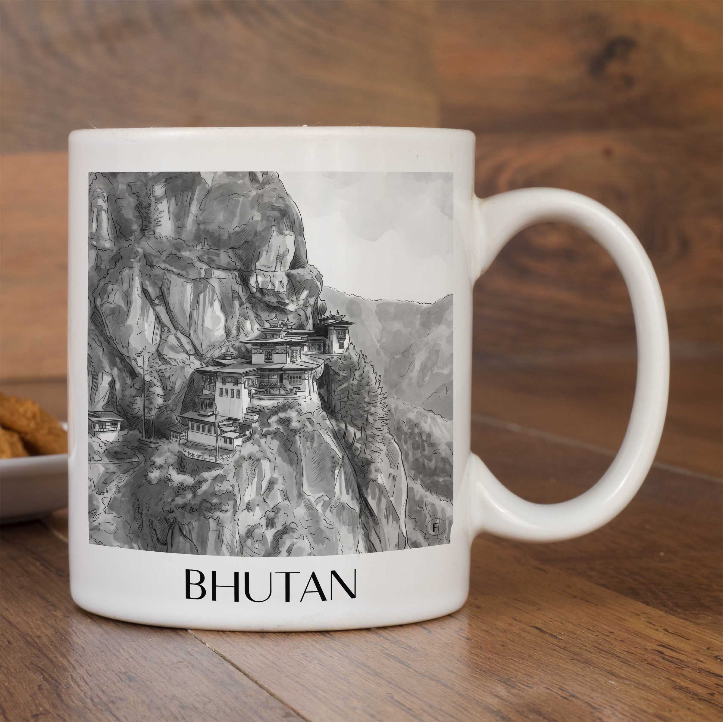 bhutan-bhutan-kaffeebecher-aquarell-schwarz-weiss