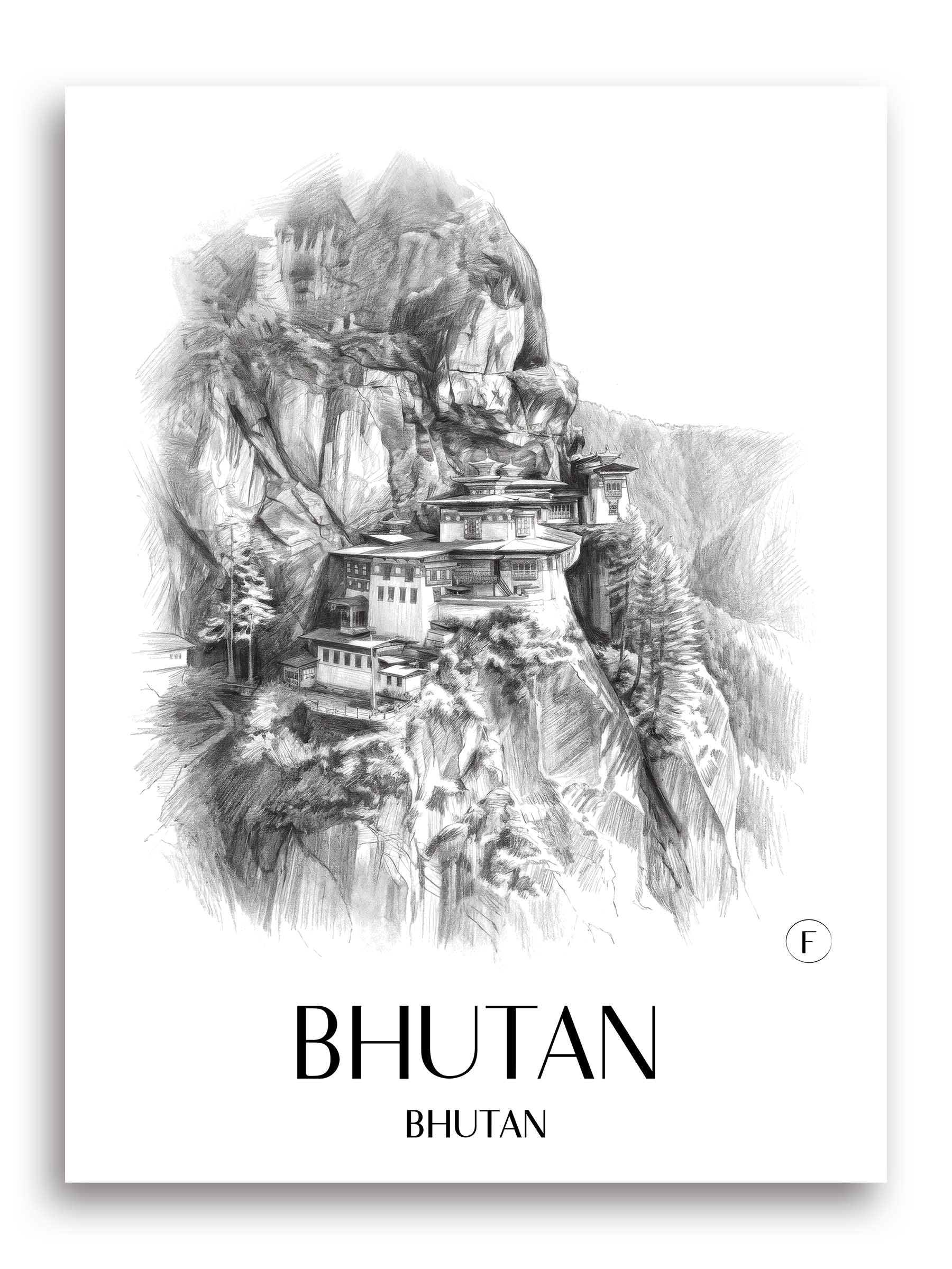 bhutan-bhutan-poster-bleistift-zeichnung-drawing