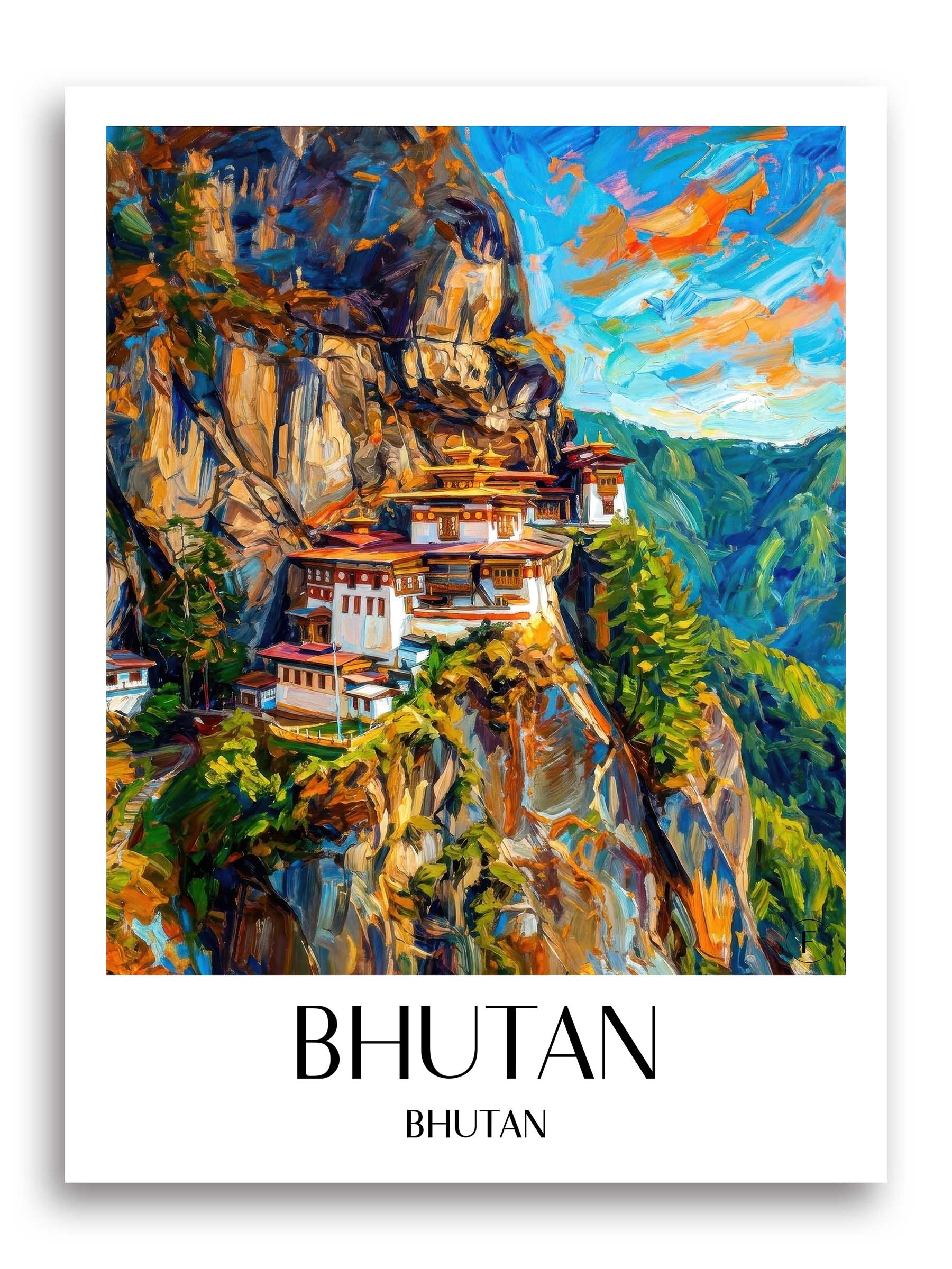 Bhutan Poster - - Bhutan Kunstdruck - Ölgemälde von A4 bis A1 - favplace