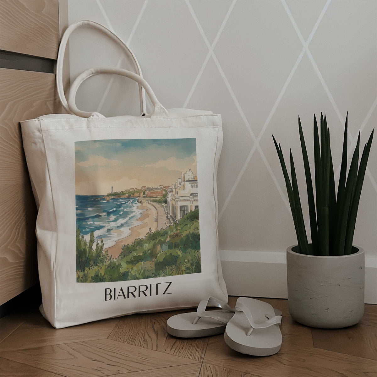 biarritz-pays-basque-frankreich-einkaufstasche-aquarell