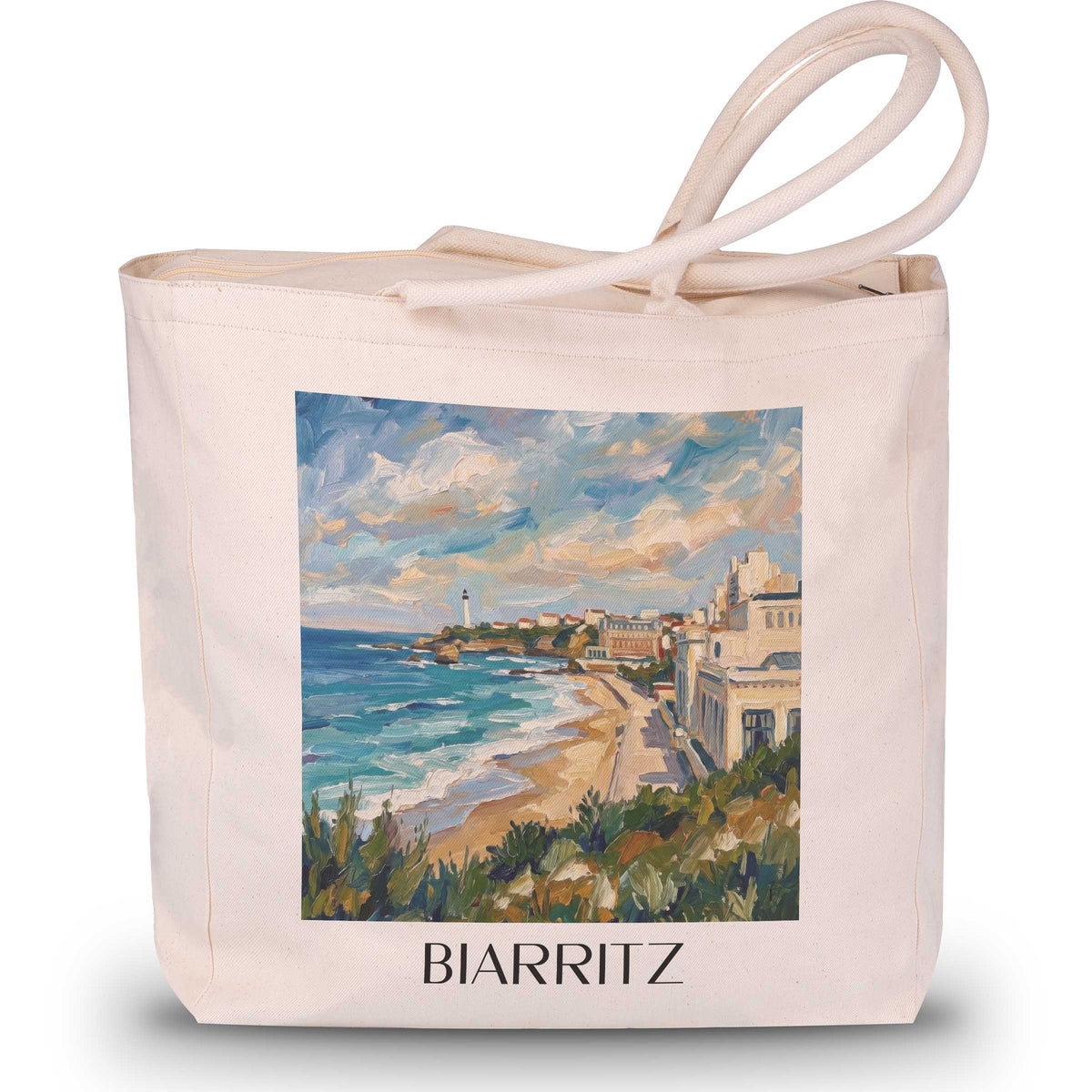 biarritz-pays-basque-frankreich-einkaufstasche-oil-painting-oelgemaelde