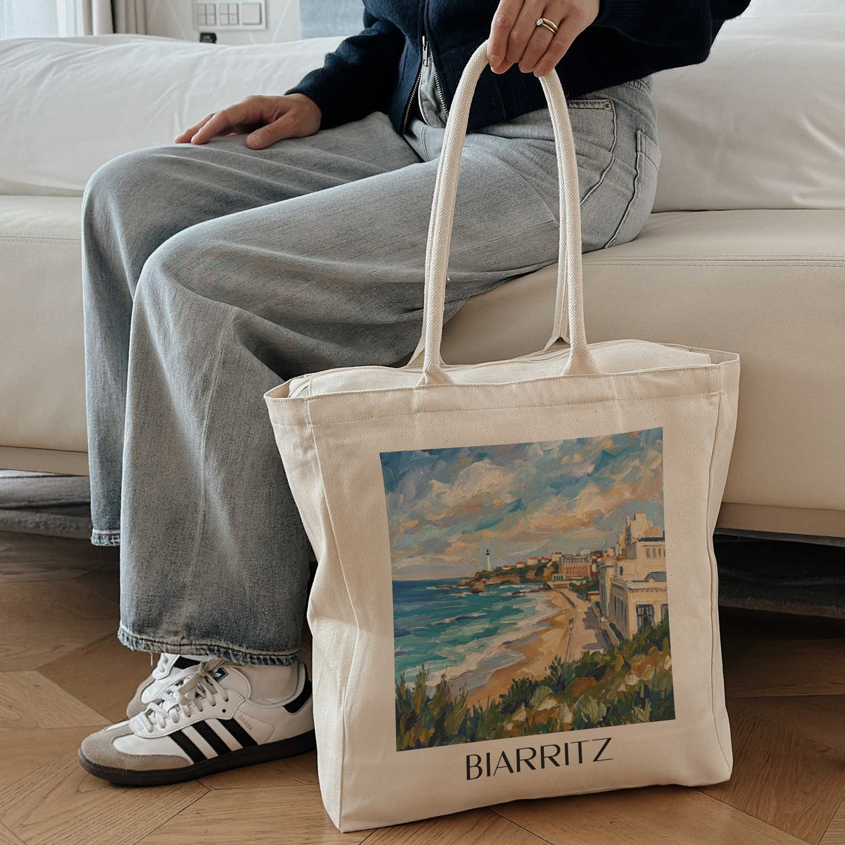 biarritz-pays-basque-frankreich-einkaufstasche-oil-painting-oelgemaelde