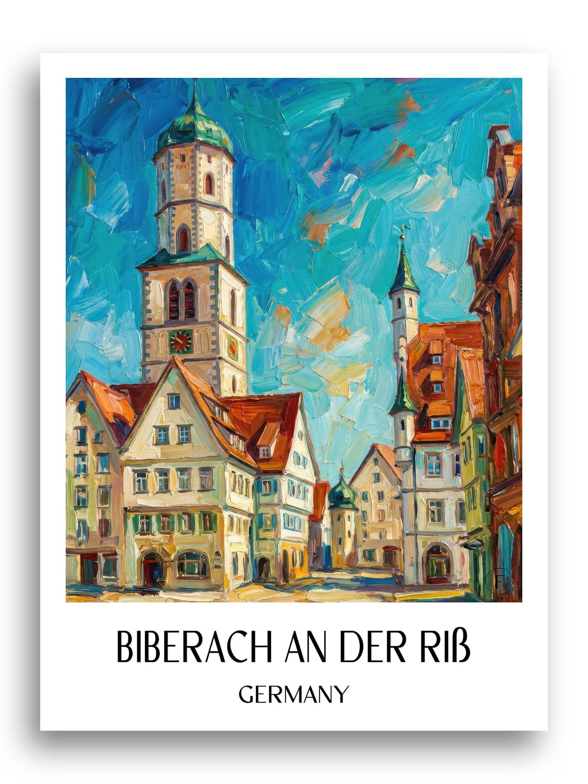Biberach an der Riß Poster - Oberschwaben - Deutschland Kunstdruck - Ölgemälde von A4 bis A1 - favplace