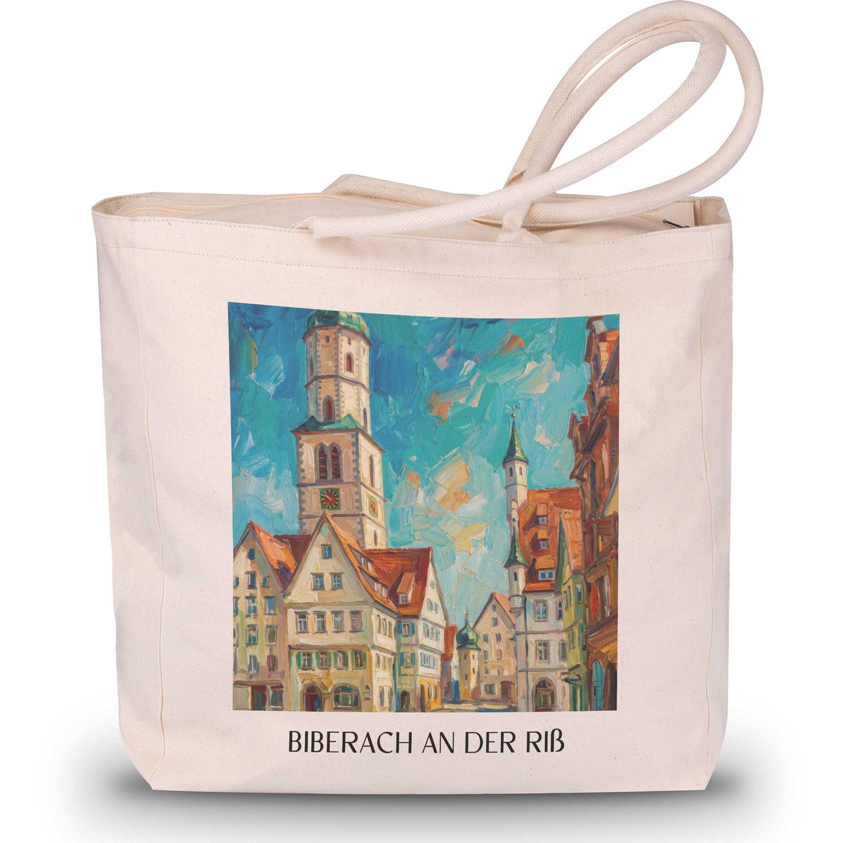 Biberach an der Riß Shopping Tasche - Oberschwaben - Deutschland Tote Bag - Einkaufstasche im Ölgemälde Stil - favplace