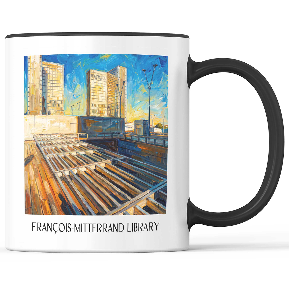 Bibliothèque François-Mitterrand Kaffeebecher - Paris - Frankreich Becher - Kaffeetasse im Ölgemälde Stil - favplace