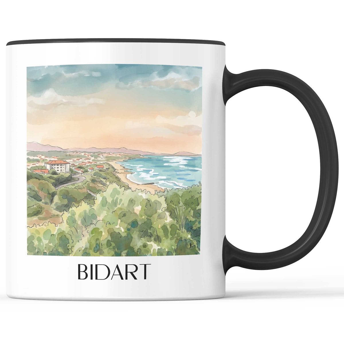 bidart-pays-basque-frankreich-kaffeebecher-aquarell