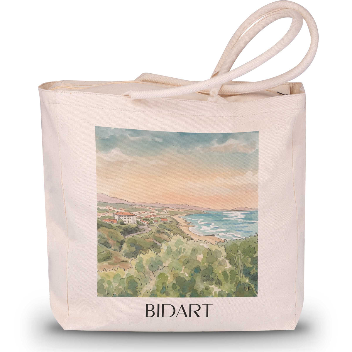 bidart-pays-basque-frankreich-einkaufstasche-aquarell