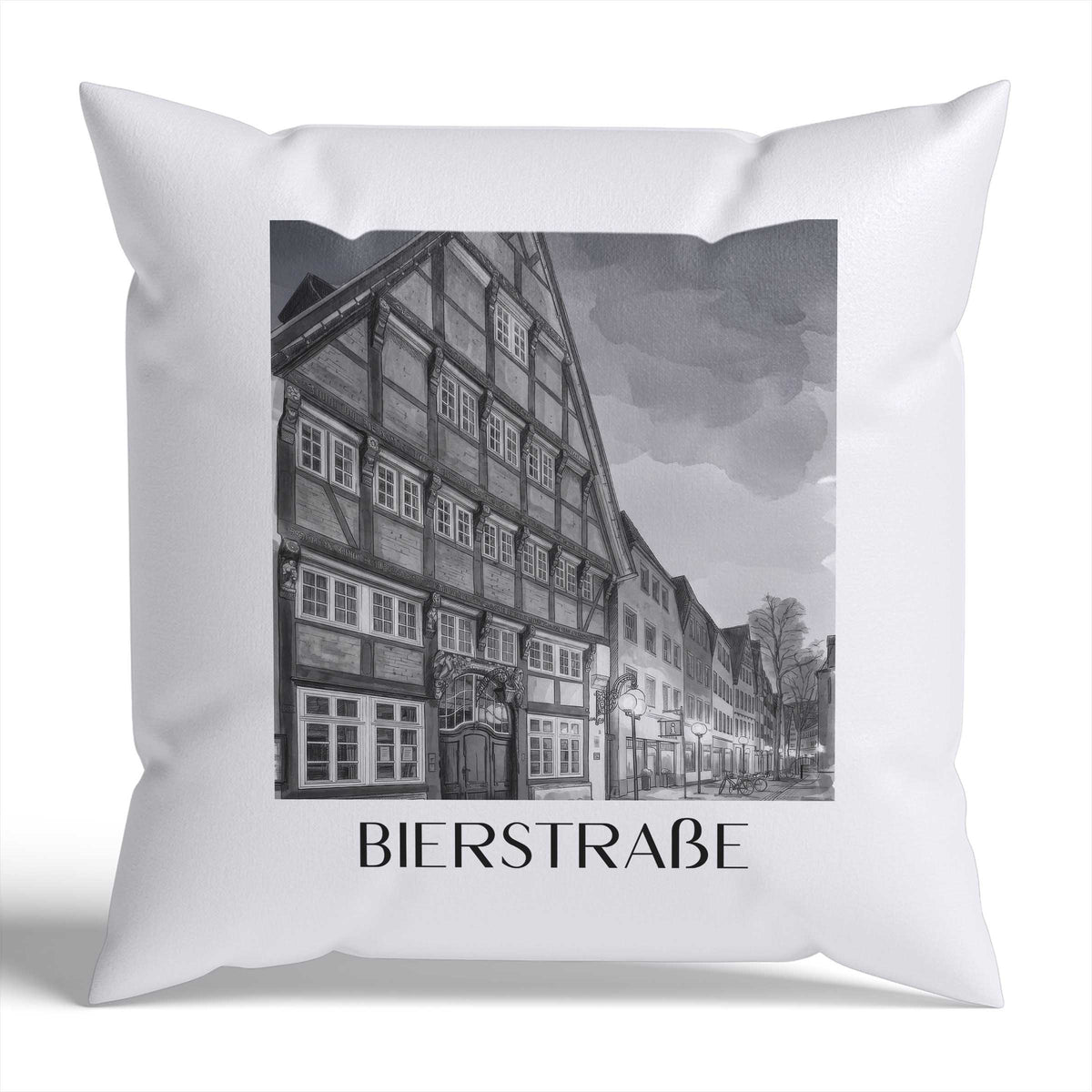 bierstraße-osnabrück-deutschland-kissenbezug-aquarell-schwarz-weiss