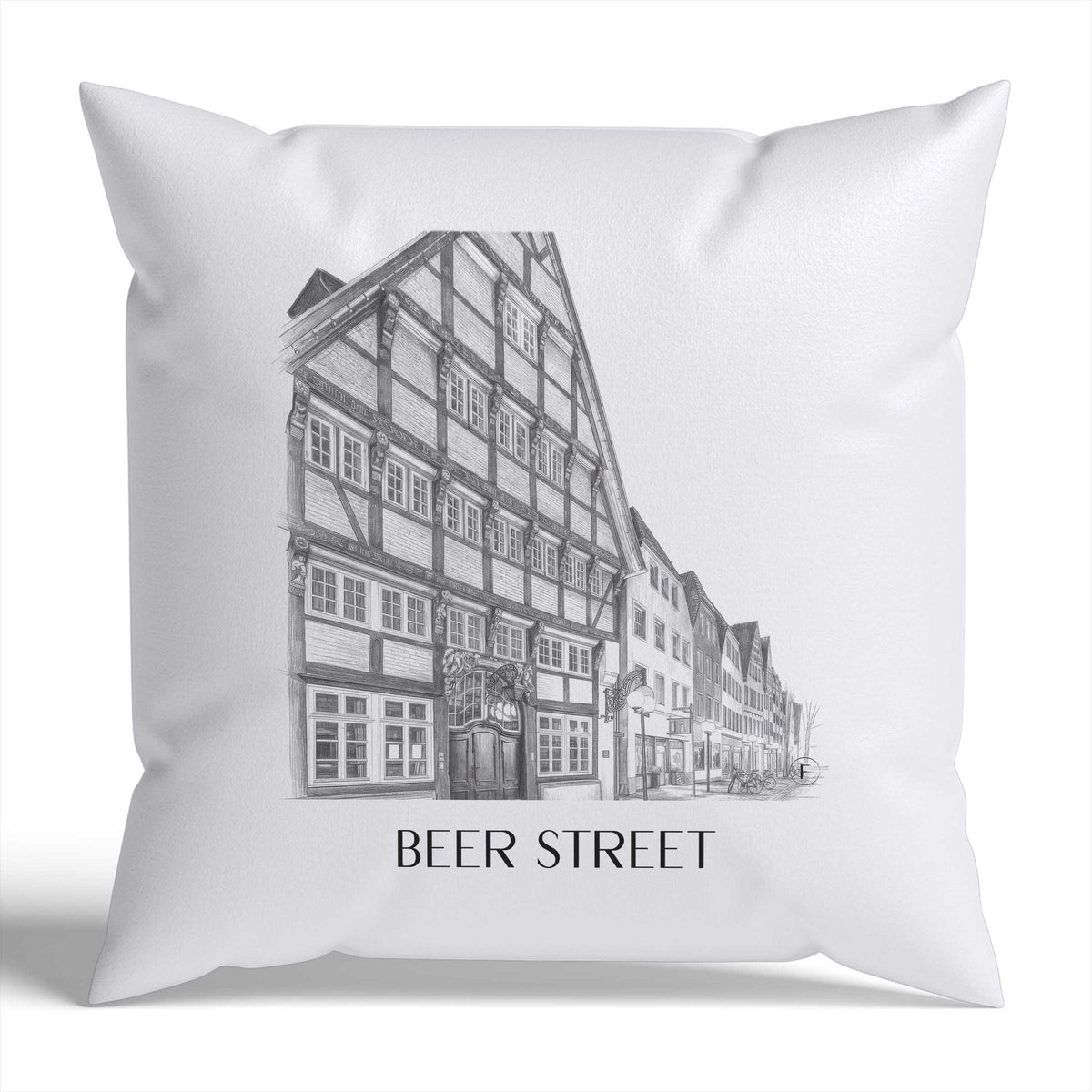 Bierstraße Kissenhülle - Zierkissen Bezug - Osnabrück - Deutschland Kissen bzw. Kissenbezug im Zeichnung Stil - favplace