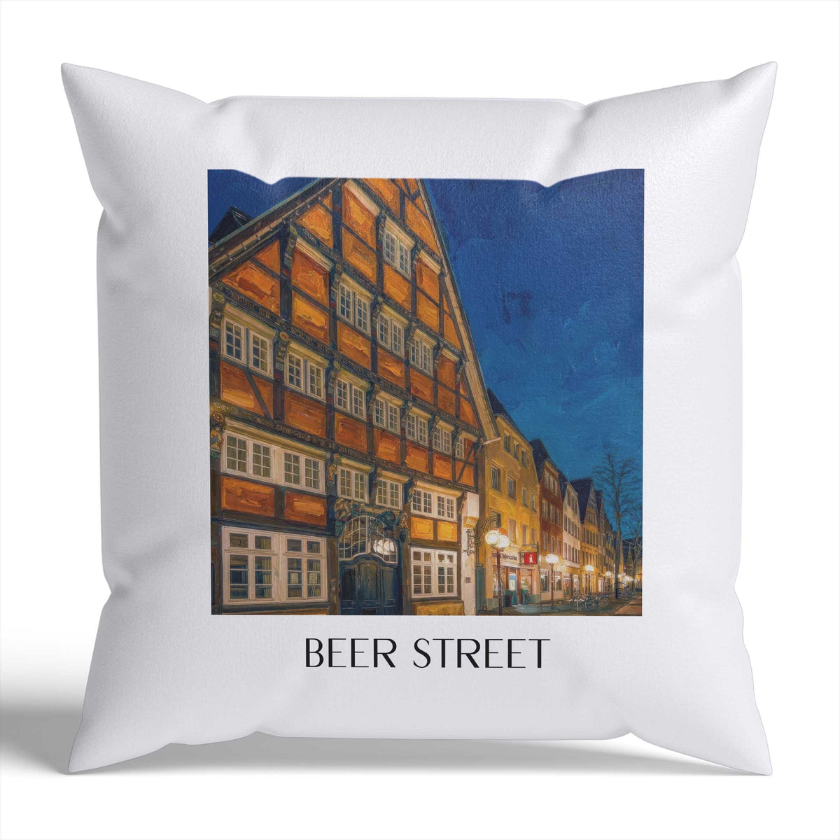 Bierstraße Kissenhülle - Zierkissen Bezug - Osnabrück - Deutschland Kissen bzw. Kissenbezug im Ölgemälde Stil - favplace