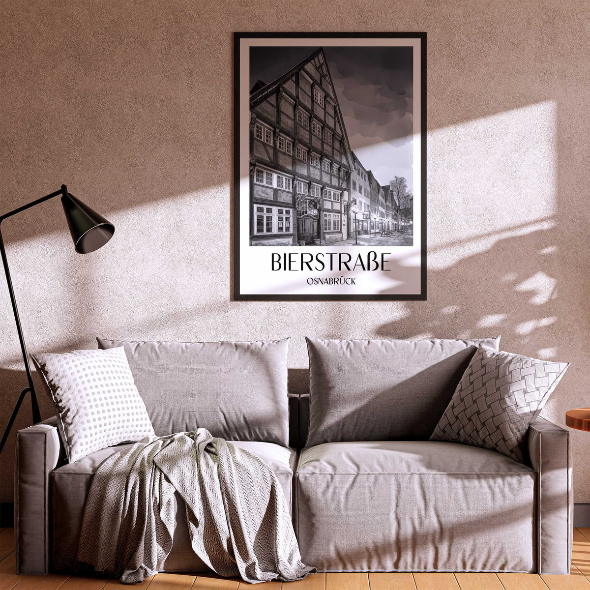 bierstraße-osnabrück-deutschland-poster-aquarell-schwarz-weiss