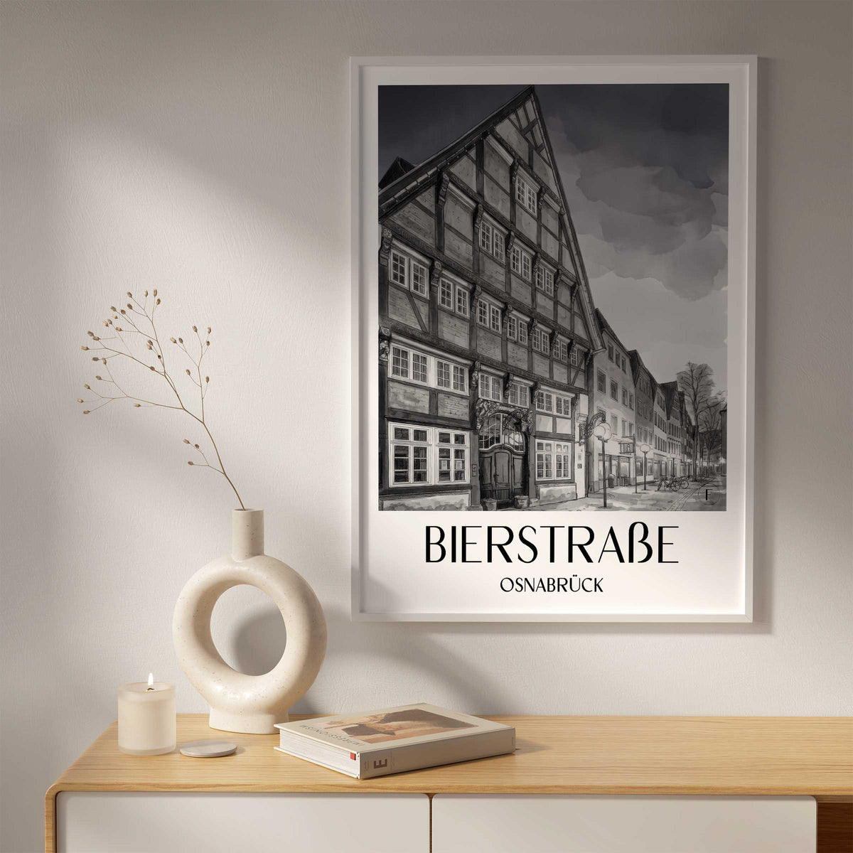 bierstraße-osnabrück-deutschland-poster-aquarell-schwarz-weiss