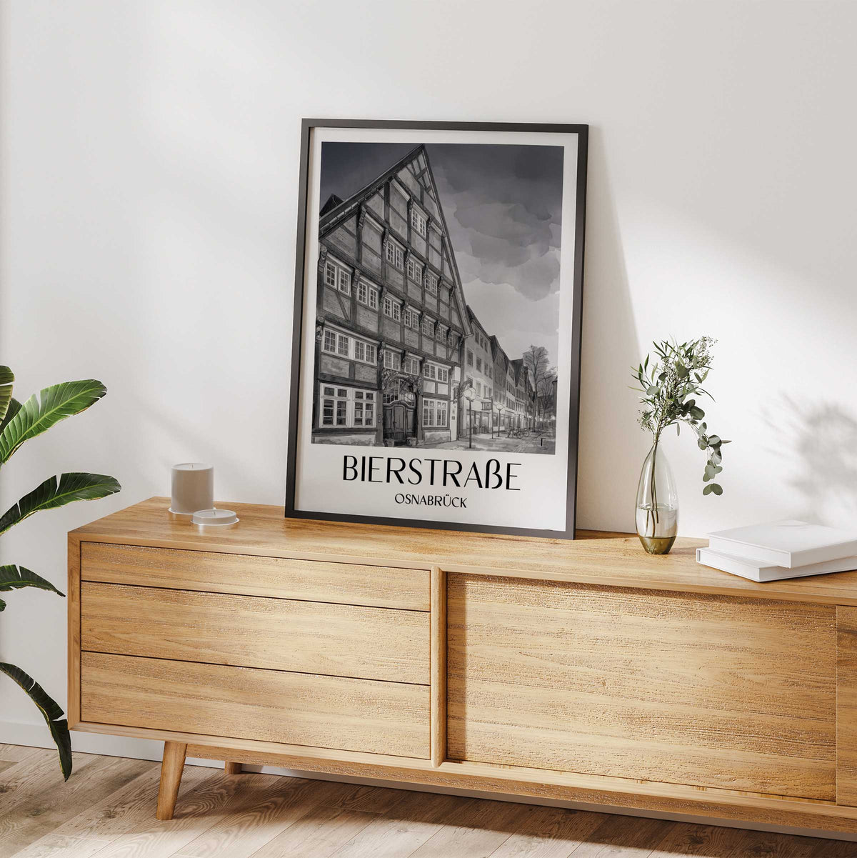 bierstraße-osnabrück-deutschland-poster-aquarell-schwarz-weiss