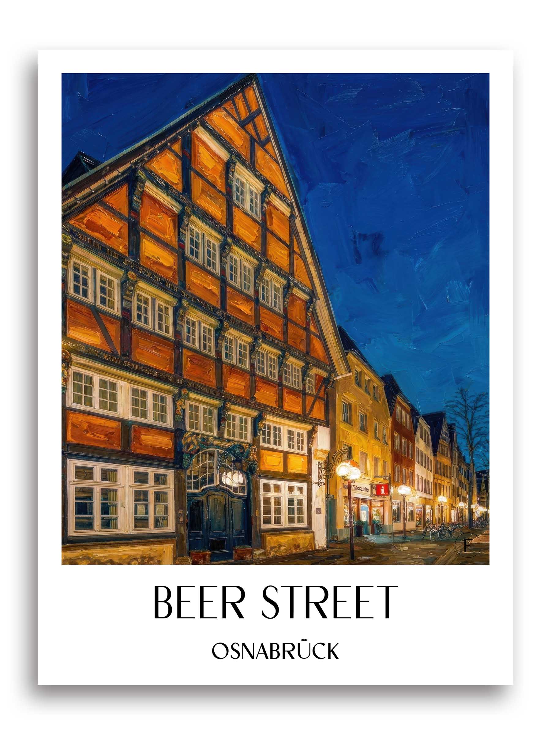Bierstraße Poster - Osnabrück - Deutschland Kunstdruck - Ölgemälde von A4 bis A1 - favplace