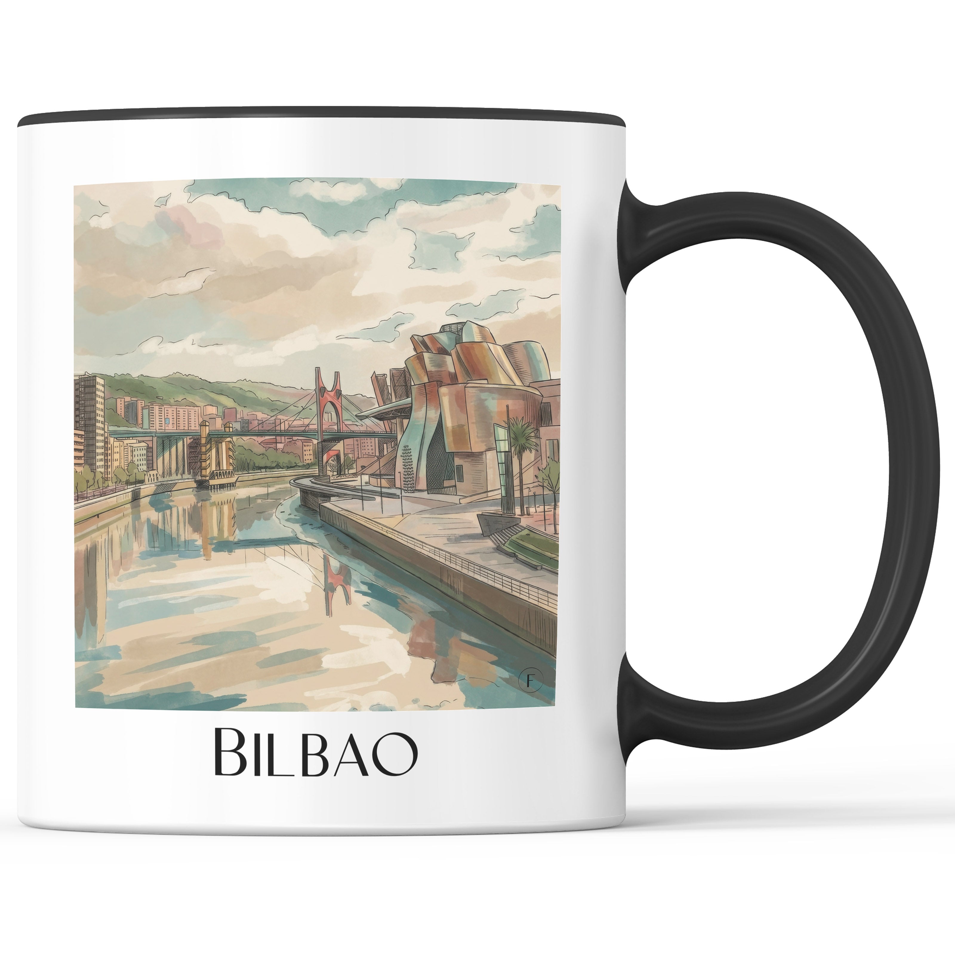 Bilbao Kaffeebecher - Spanien - Spanien Becher - Kaffeetasse im Aquarell Stil - favplace