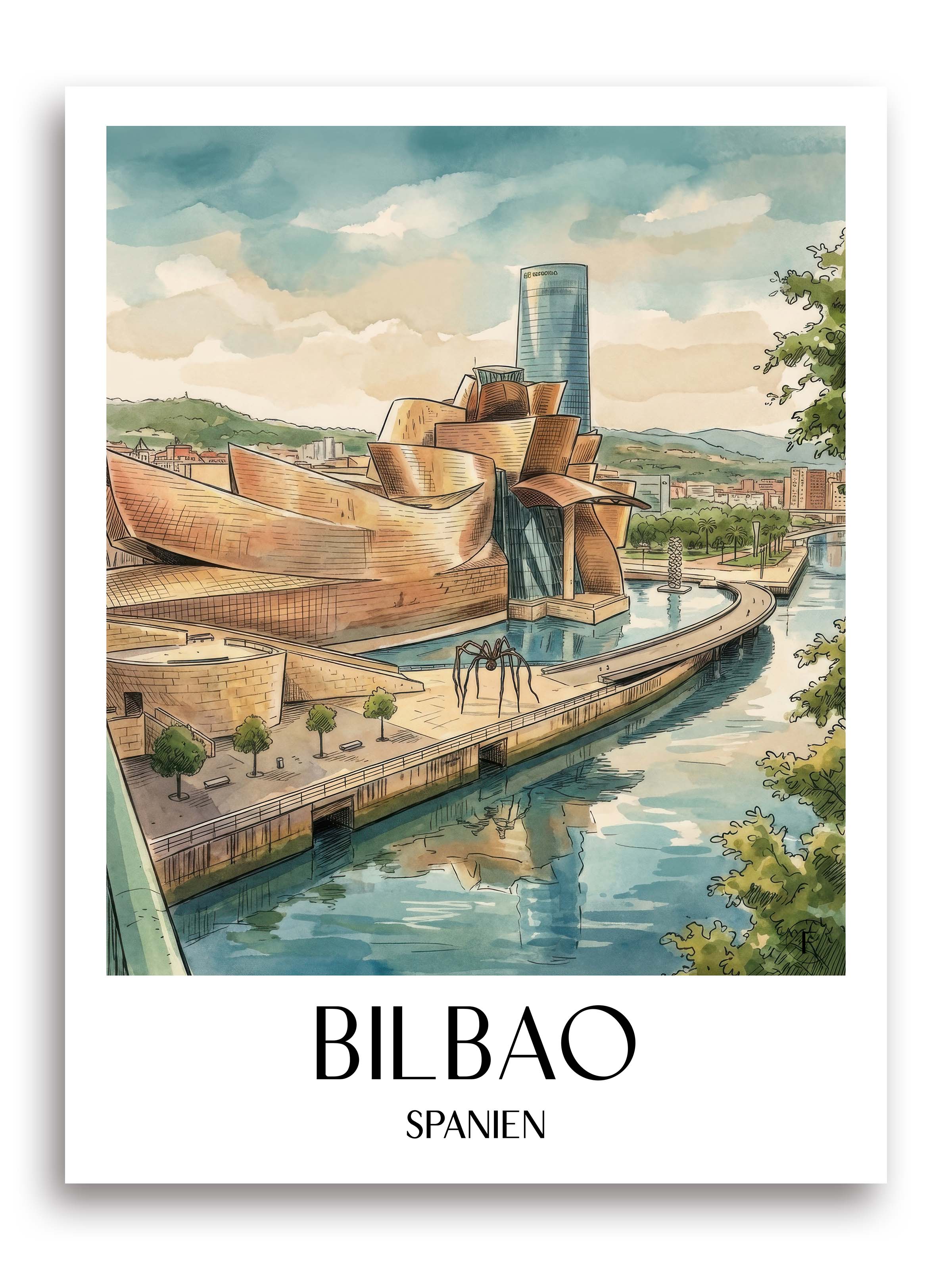 bilbao-spanien-poster-aquarell