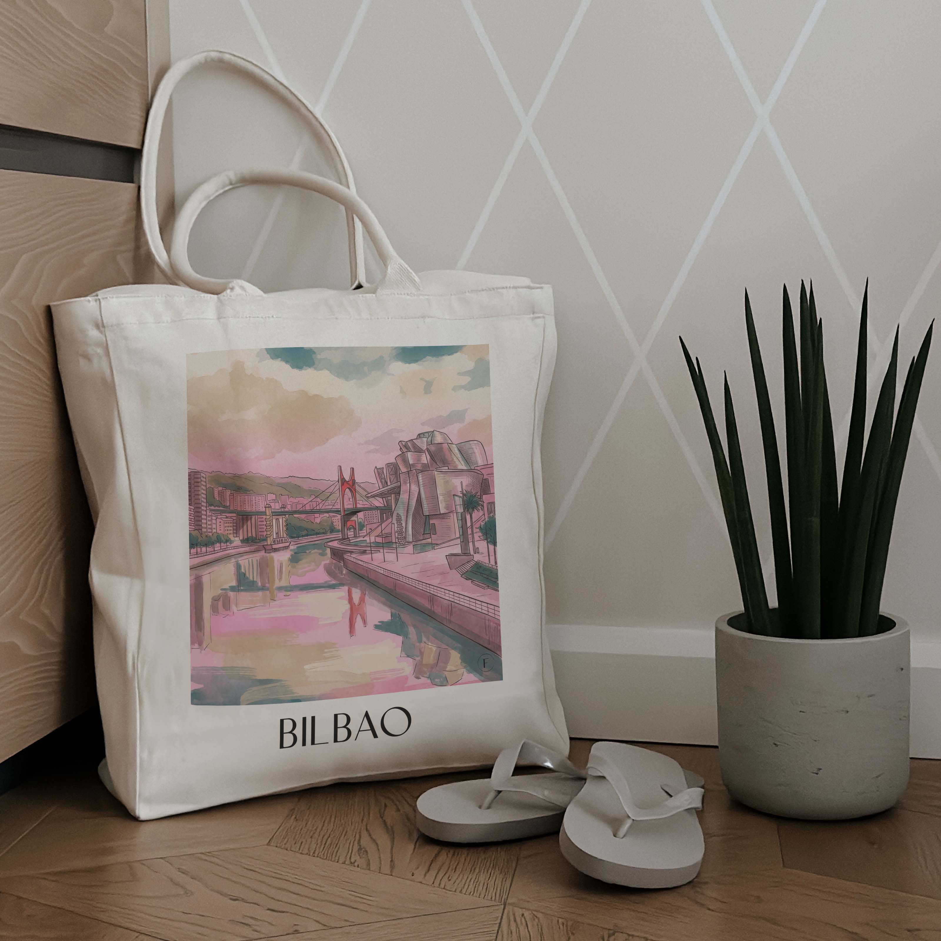 bilbao-spanien-spanien-einkaufstasche-aquarell-pink-rosa