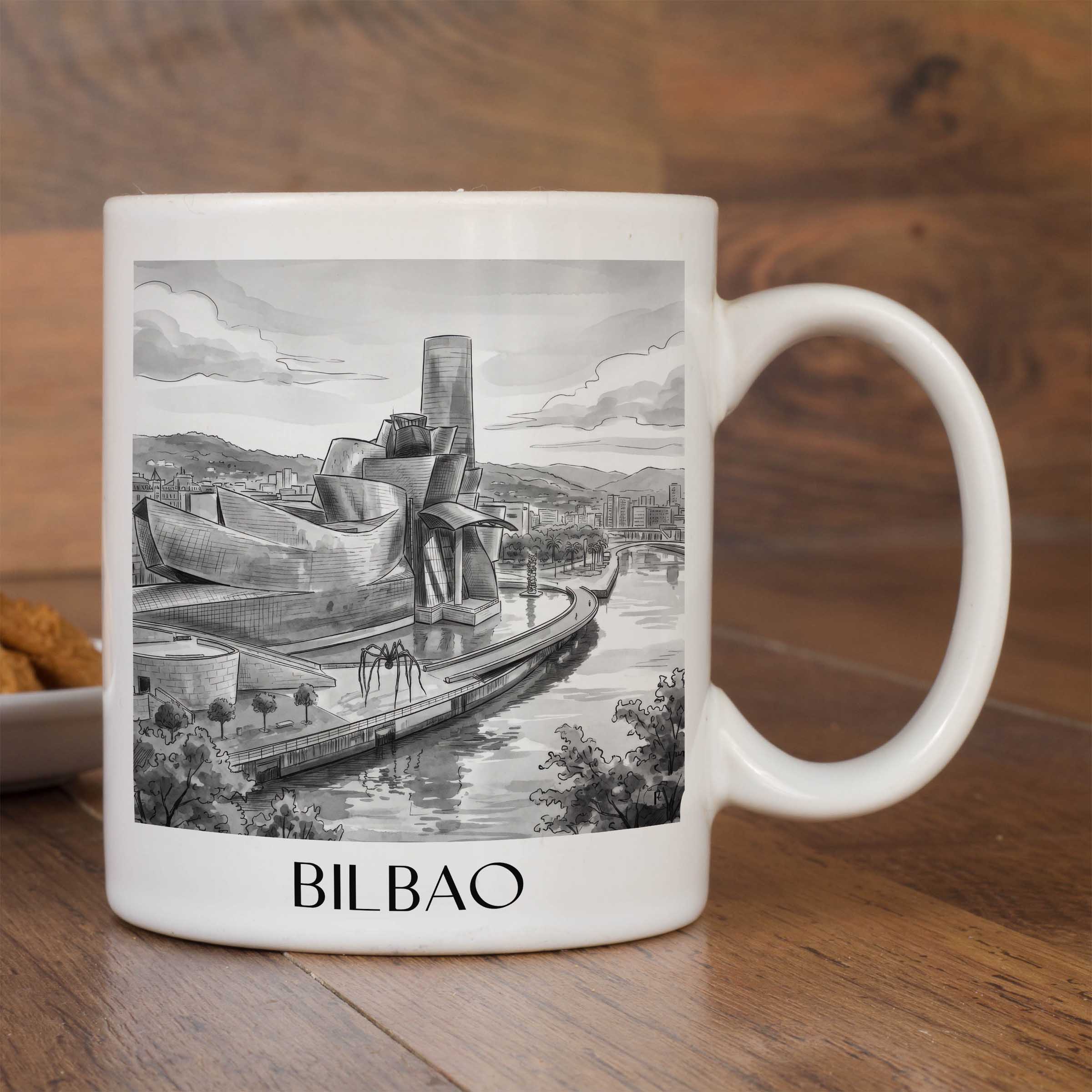 bilbao-spanien-kaffeebecher-aquarell-schwarz-weiss