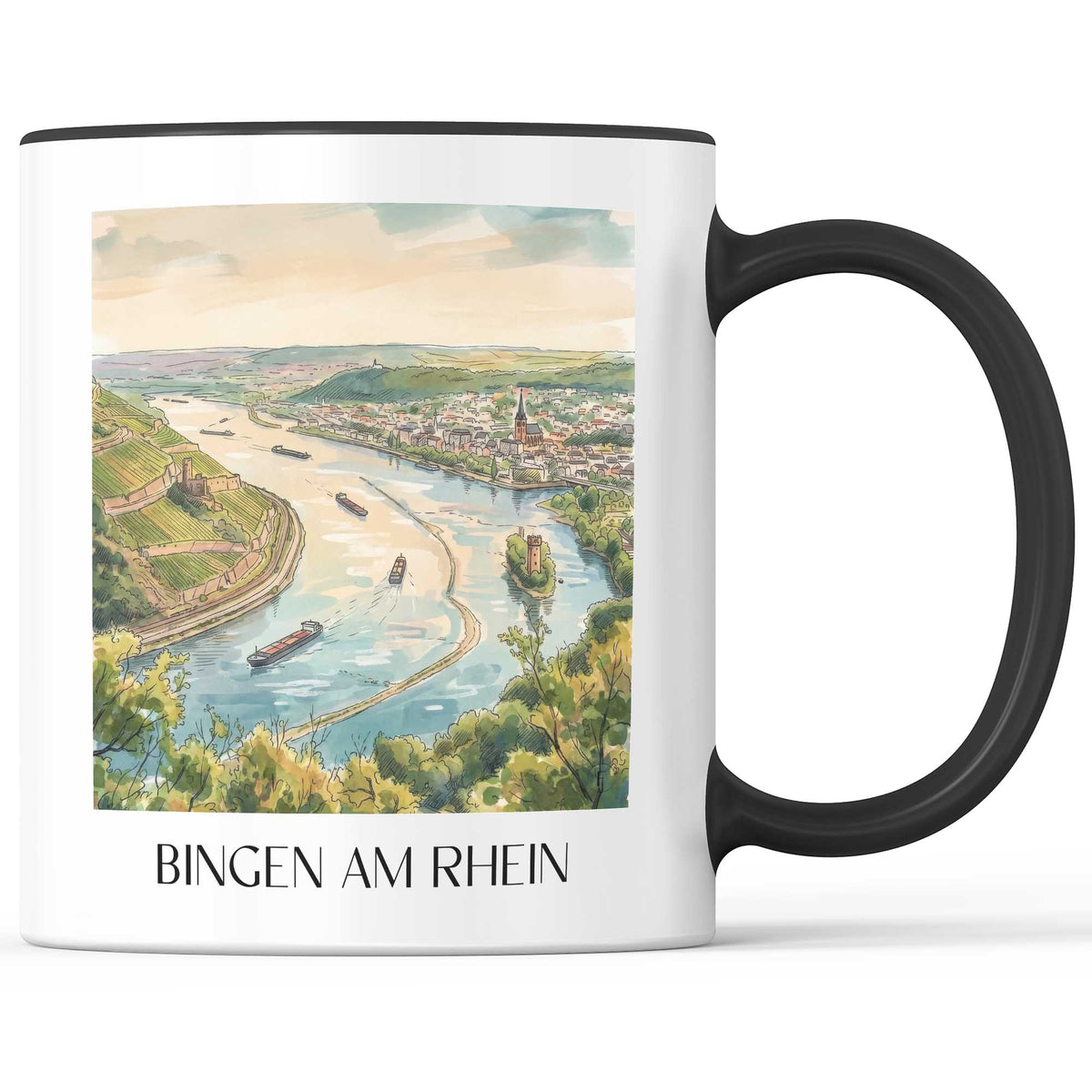 Bingen am Rhein Kaffeebecher - Rheinhessen - Deutschland Becher - Kaffeetasse im Aquarell Stil - favplace