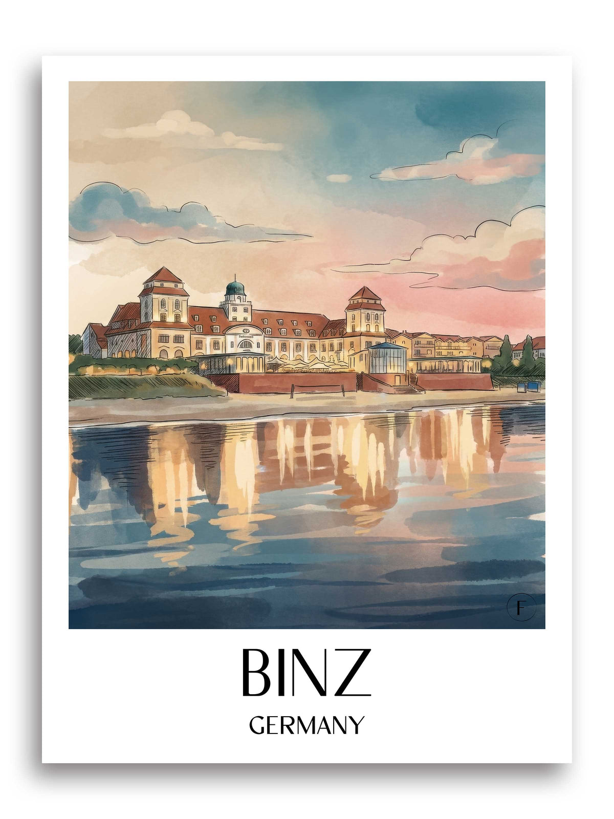 Binz Poster - Rügen - Deutschland Kunstdruck - Aquarell von A4 bis A1 - favplace