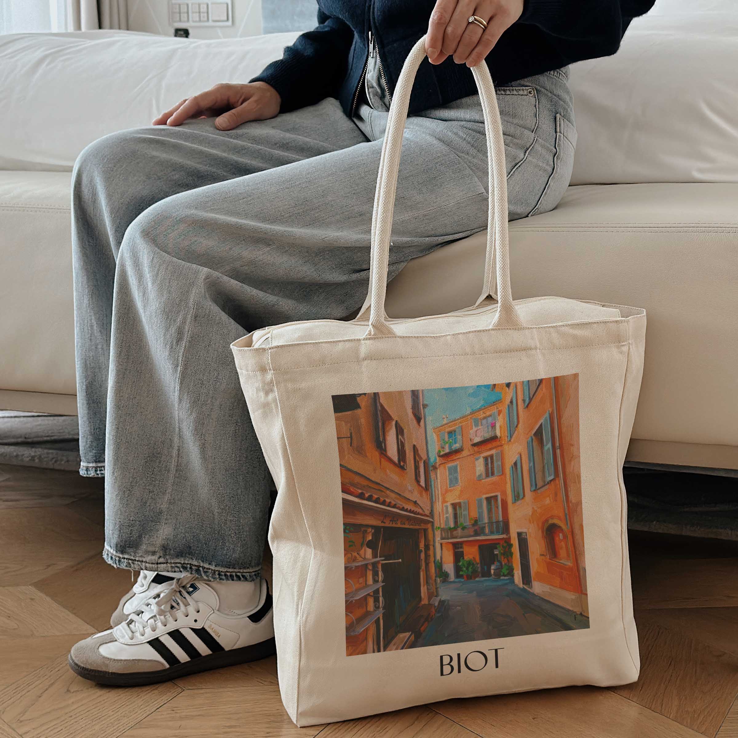 biot--côte-d´azur-frankreich-einkaufstasche-oil-painting-oelgemaelde