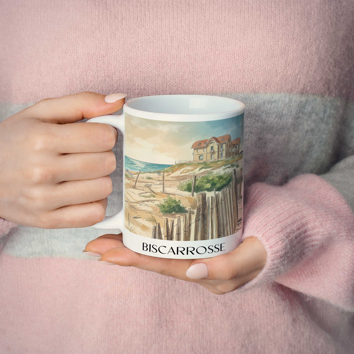 biscarrosse-côte-landaise-frankreich-kaffeebecher-aquarell