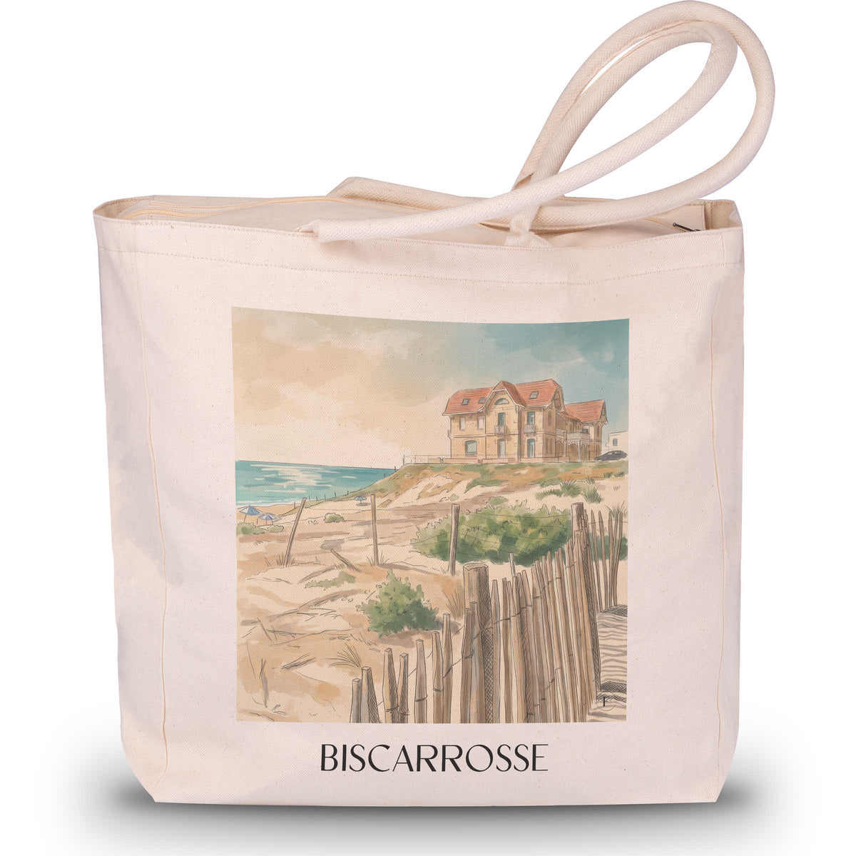 Biscarrosse Shopping Tasche - Côte Landaise - Frankreich Tote Bag - Einkaufstasche im Aquarell Stil - favplace
