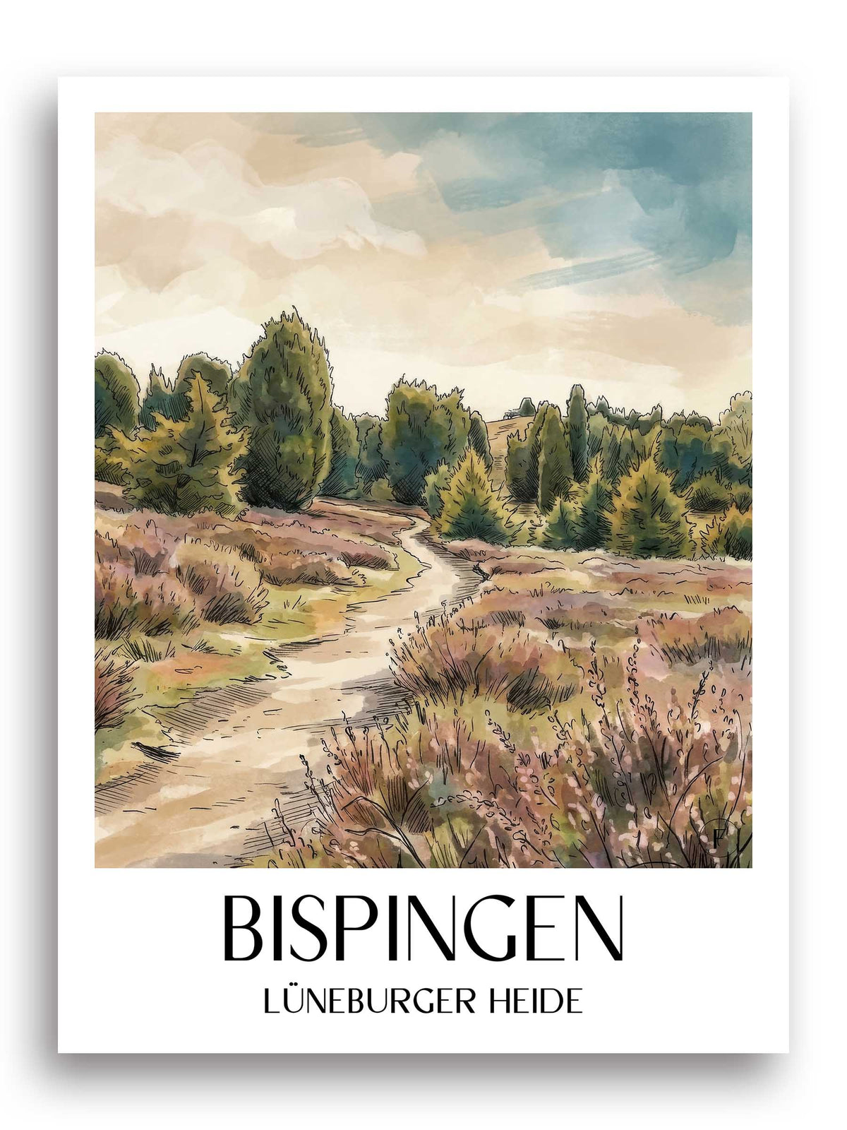 bispingen-lüneburger-heide-deutschland-poster-aquarell