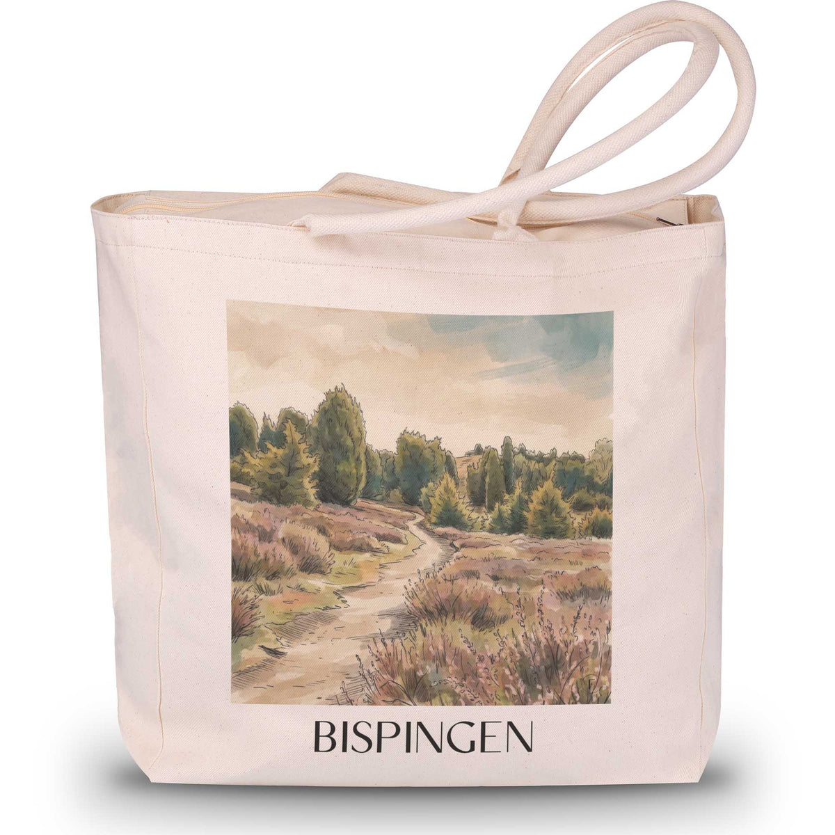 bispingen-lüneburger-heide-deutschland-einkaufstasche-aquarell